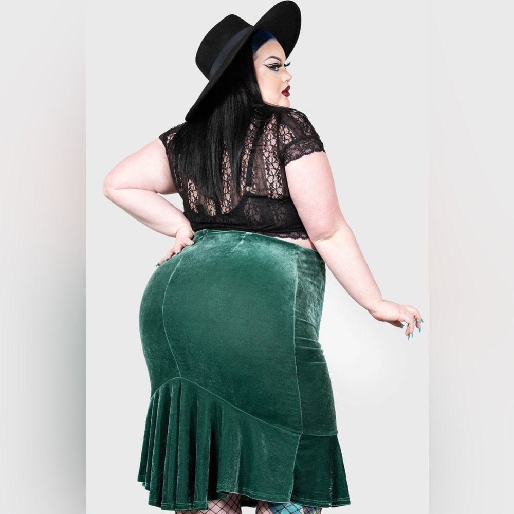 3XL Killstar green velvet Drusilla skirt
